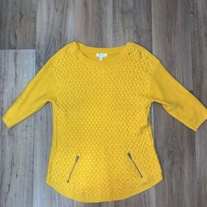 Dress Barn Orange Crew Neck Sweater with Unique Winged Design